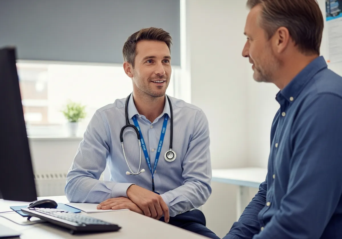 A GP in consultation with a patient at the practice